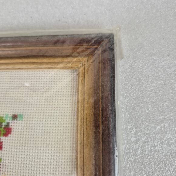 Vintage Framed Needlepoint Sunflowers & Wildflowers Handmade Embroidery Sealed - Picture 6 of 9